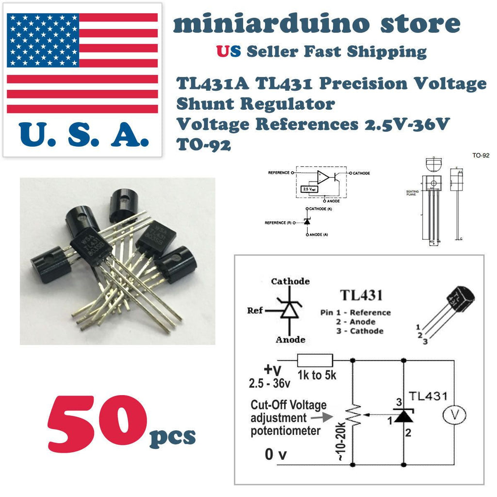 50Pcs TL431ACL TL431 Precision Shunt Regulator To-92 High quality - eElectronicParts