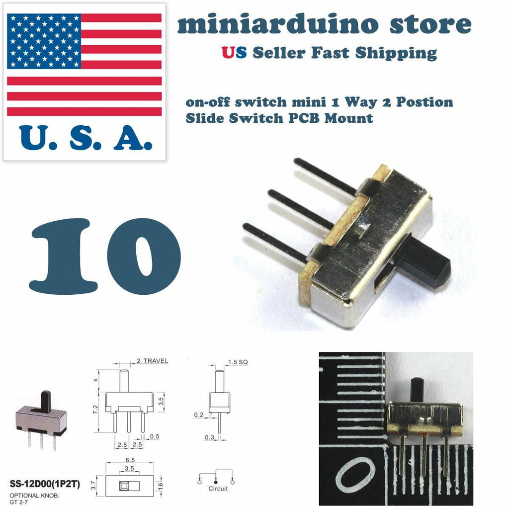 10pcs on-off switch mini 1 Way 2 Postion Slide Switch PCB Mount Electronics - eElectronicParts