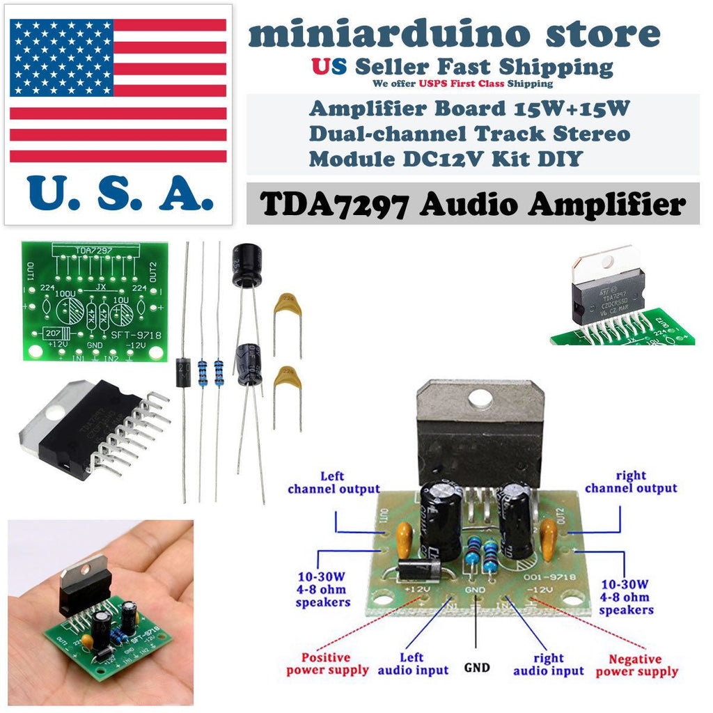 TDA7297 Amplifier Board DIY 15W+15W DC 12V Dual-Channel Audio Stereo Module - eElectronicParts