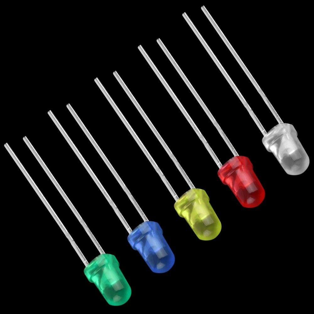 100pcs 3mm Diffused LED Light White Yellow Red Blue Assorted Assortment DIY Set - eElectronicParts