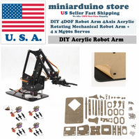 DIY 4DOF Robot Arm 4Axis Acrylic Rotating Mechanical Robot Arm w/ Arduino UNO R3 - eElectronicParts