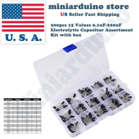 200pcs 15 Values 0.1uF-220uF Electrolytic Capacitor Assortment Kit box set diy - eElectronicParts