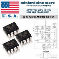 3PCS Atmel Original ATTINY85-20PU IC MCU 8BIT 8KB FLASH 8DIP Top ATTINY85 - eElectronicParts