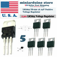 5pcs L7824CV L7824 LM7824 ST TO-220 Positive Voltage Regulator 24V 1A - eElectronicParts