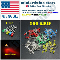 100pcs 5mm Diffused LED Light White Yellow Red Blue Assorted Assortment DIY Set - eElectronicParts
