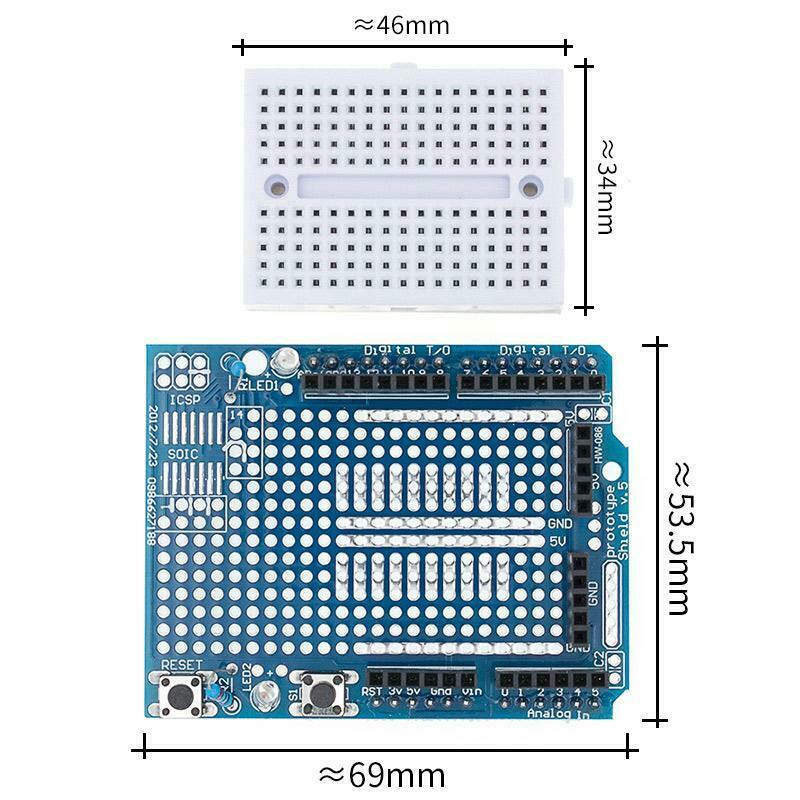 Prototyping Shield With 170 Pin Mini Breadboard For Arduino Uno – Envistia  Mall