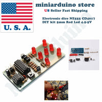 Electronic dice NE555 CD4017 DIY kit 5mm Red led 4.5-5V USA