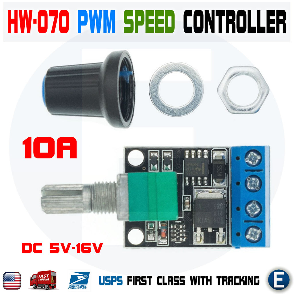 DC 5V-16V 10A PWM Motor Speed Variable Regulator Controller Switch 5V 9V 12V 16V