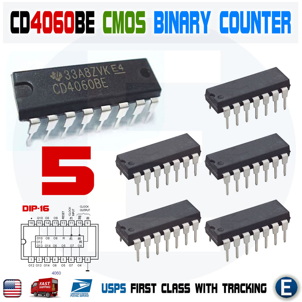 5pcs CD4060 CMOS Binary Counter IC 4060 CD4060BE DIP-16 CD4060B Texas Instruments - eElectronicParts