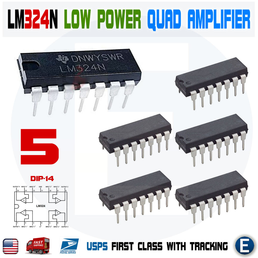 5PCS LM324N LM324 DIP-14 TI Low Power Quad Op-Amplifier IC - eElectronicParts
