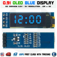 0.91 inch 128x32 IIC I2C Blue OLED Display Module DC3.3V 5V 128*32 Arduino