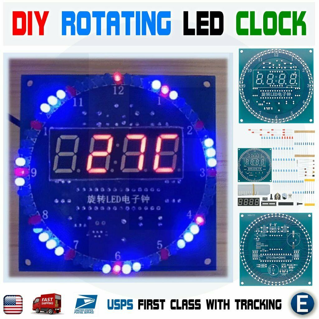 DIY Rotating Digital LED Display Module Alarm Electronic Digital Clock ...