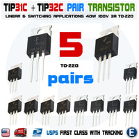 10pcs 5pairs TIP31C+TIP32C NPN PNP 3A 100V Transistor TO-220 Bipolar