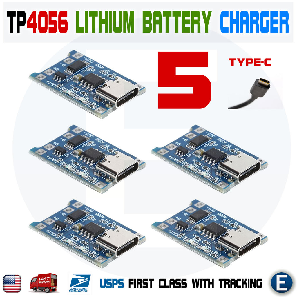 5pcs TP4056 Type-C USB 5V 1A 18650 Lithium Battery Charging Dual Protection DW01A