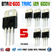 5pcs BTA12-600B BTA12 Triac 600V 12A TO-220AB USA - eElectronicParts