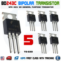 5PCS BD243C 6A 100V Bipolar Transistor General Purpose TO-220 NPN - eElectronicParts