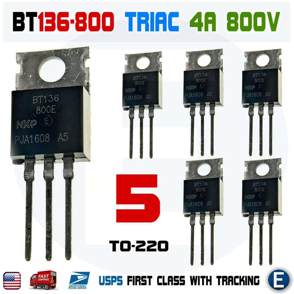 5pcs BT136-800E Triac 4A 800V TO-220 BT136-800 Sensitive Gate
