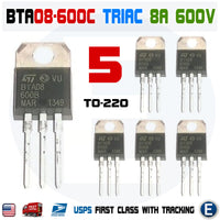5pcs BTA08-600 Triac BTA08-600C 8A 600V TO-220 Sensitive Gate