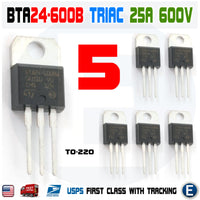 5pcs BTA24-600 TRIAC Thyristor 25A 600V ST BTA24-600B TO-220