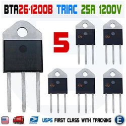 5Pcs BTA26-1200B Triac ST MICRO Thyristor BTA261200B STM 25A 1200V TOP-3L Insulated - eElectronicParts
