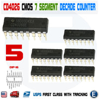 5PCS CD4026 CD4026BE 4026 CMOS Counters Decade/Divider 7 segment  DIP-16 IC - eElectronicParts