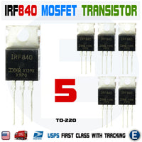 5pcs IRF840 IRF840PBF Power Transistor MOSFET N-channel 8A 500V TO-220 IR - eElectronicParts