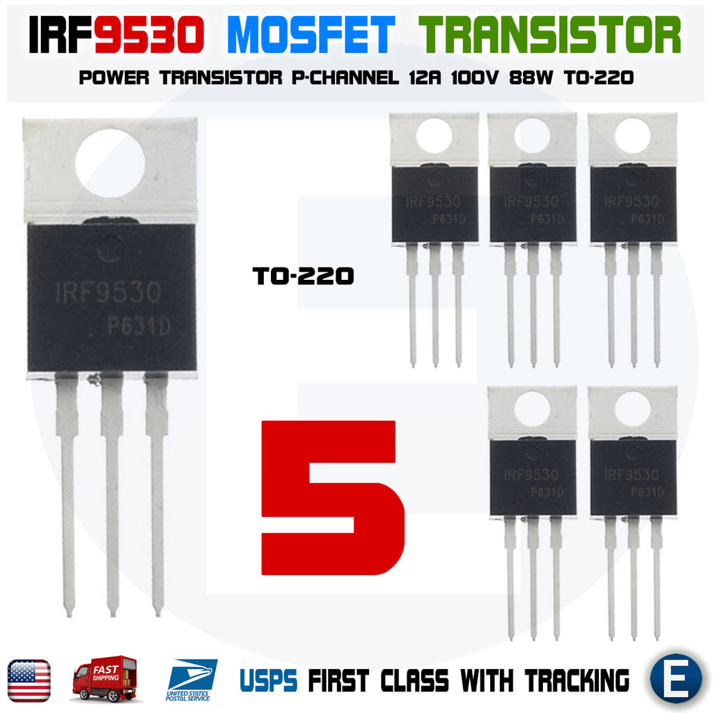5pcs IRF9530 IRF9530NPBF Mosfet Transistor p-channel 12A 100V 88W TO-220