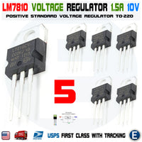 5pcs LM7810 L7810CV L7810 ST TO-220 Voltage Regulator 10V 1.5A Linear Positive