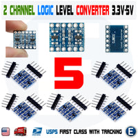 5pcs 2 Channel Logic Level Converter 3.3V 5V TTL / bi-directional Conversion System