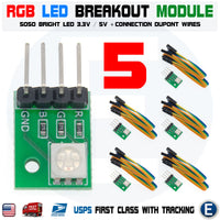 5pcs RGB LED Breakout Module 5050 3.3 V / 5 V + 4 Dupont Wires for Arduino