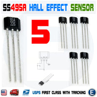 5pcs SS495A SS495A1 Solid State Hall Effect Magnetic Sensor IC 10mA 5V/9V 3-Pin To-92