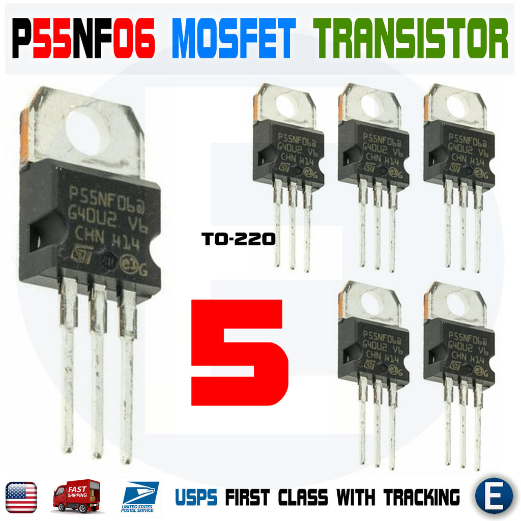 5Pcs STP55NF06 P55NF06 Mosfet Transistor TO-220 ST 50A 60V