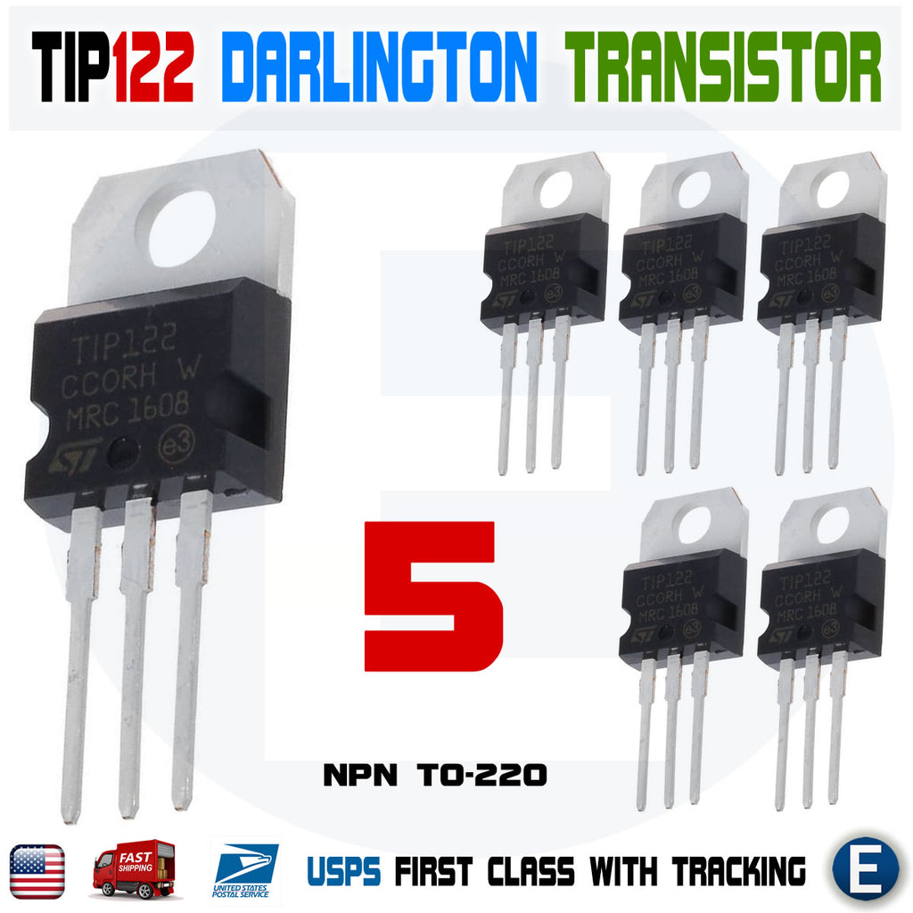 5pcs TIP122 NPN Transistor Complementary 100V 5A Amplifier TO-220 - eElectronicParts