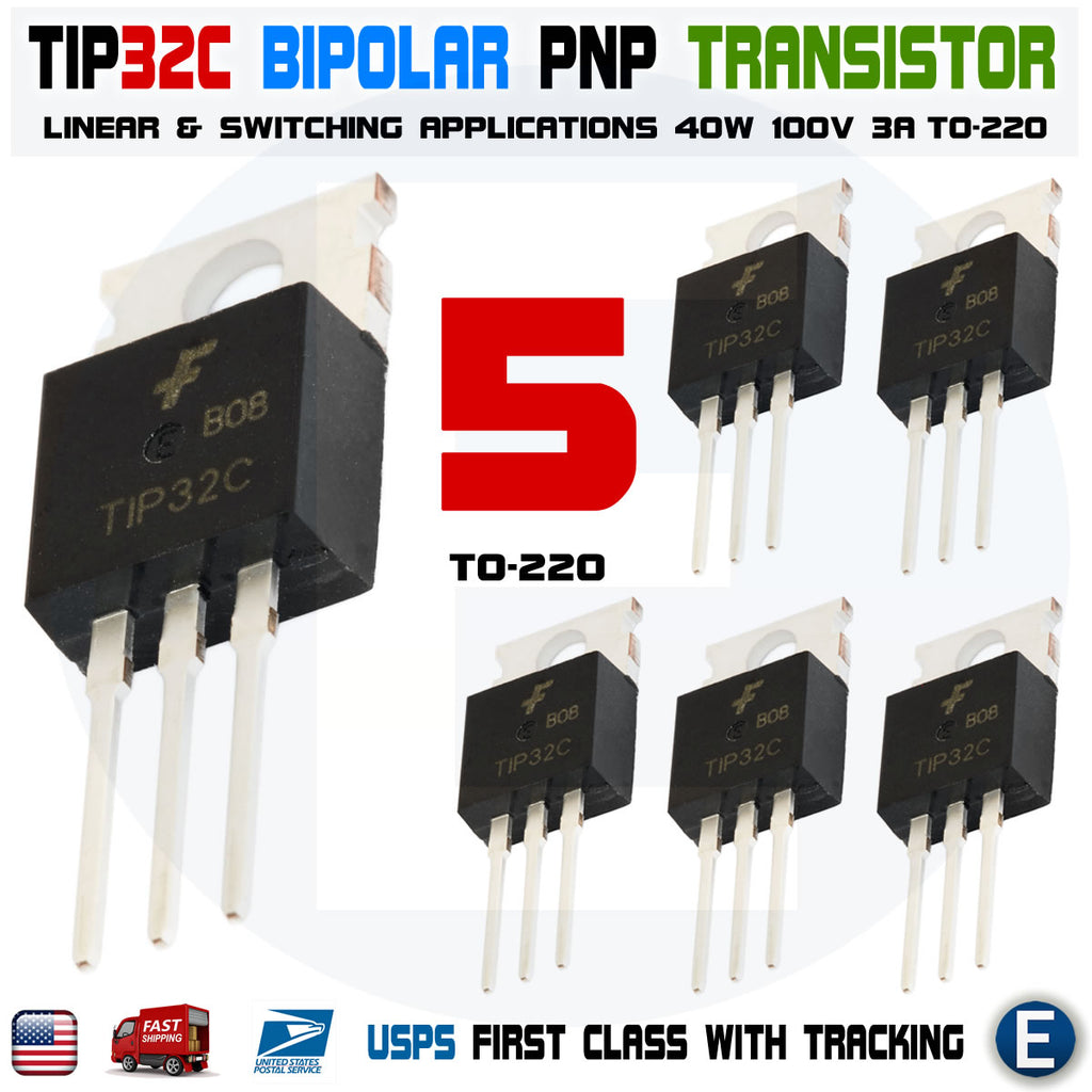 5pcs TIP32C PNP 3A 100V Power Transistor TO-220 Bipolar 40W TIP32