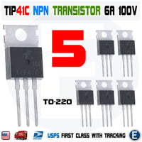 5pcs TIP41C TIP41 NPN Bipolar Transistor TO-220 100V 6A 65W Fairchild