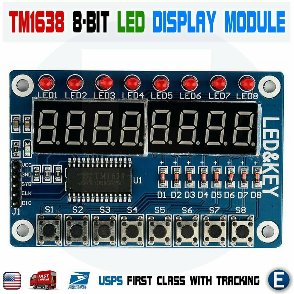 8-Bit Digital LED Tube 8-Bit TM1638 Key Display Module For AVR Arduino USA