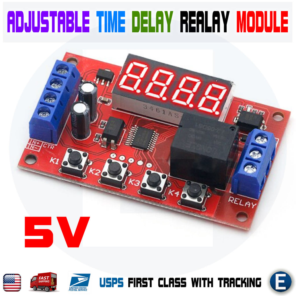 DC 5V 10A Adjustable Time Delay Relay Module LED Digital Timer Switch ...