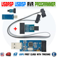 USBASP USBISP AVR Programmer USB Adapter + 6-to 10 Pin IDC ISP Connector + Cable