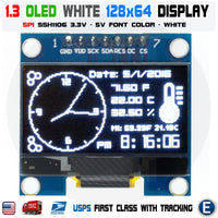 1.3" SPI 128X64 LED OLED LCD Display Module Arduino White Color SSH1106 US