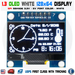 1.3" SPI 128X64 LED OLED LCD Display Module Arduino White Color SSH1106 US - eElectronicParts