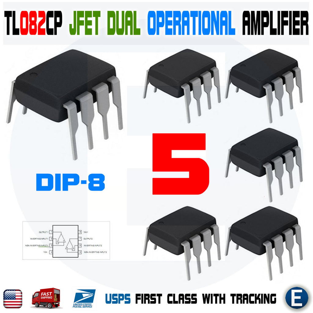 5PCS TL082CP JFET-Input Dual Operational Amplifier IC Chip TL082 DIP-8 Low Noise