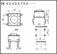 70Pcs 6x6x5mm 7 Colors PCB Momentary Tactile Tact Push Button Switch 4 Pin DIP