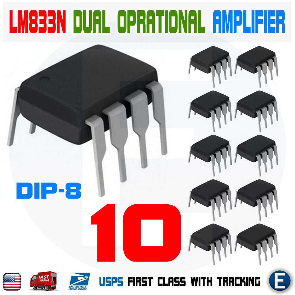 10PCS LM833N LM833 LM833NG Dual Operational Amplifier Low Noise High Speed DIP-8