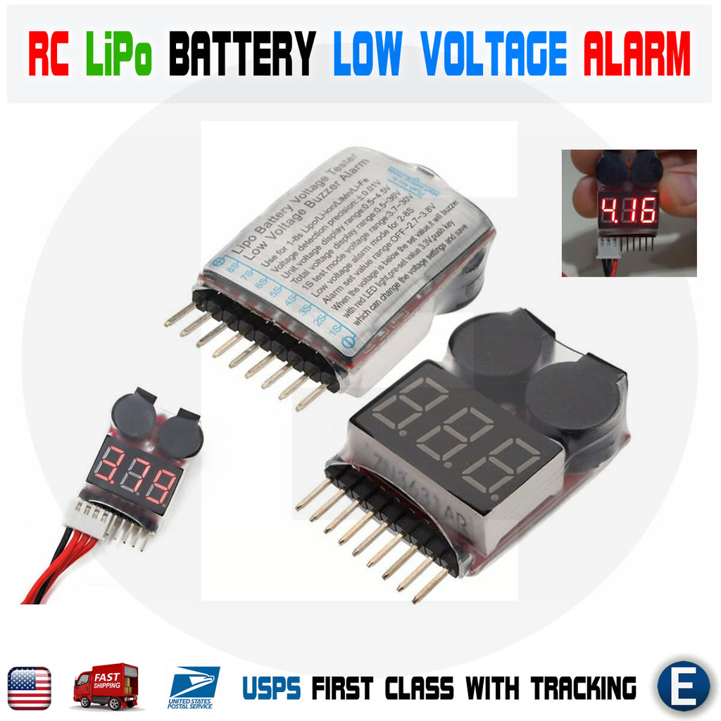 LED RC Lipo Battery Low Voltage Alarm 1S-8S Buzzer Indicator Checker Tester USA - eElectronicParts