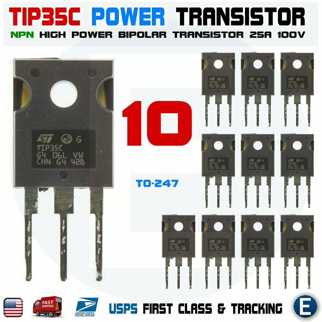 Transistor TIP35C NPN 100V 25A 125WATT TO-247 ST MICROELECTRONICS Transistor TIP35C NPN 100V 25A 125WATT TO-247 ST MICROELECTRONICS