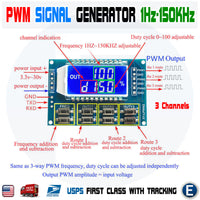 Signal Generator PWM Pulse Frequency Adjustable Module LCD Display 3 Channels