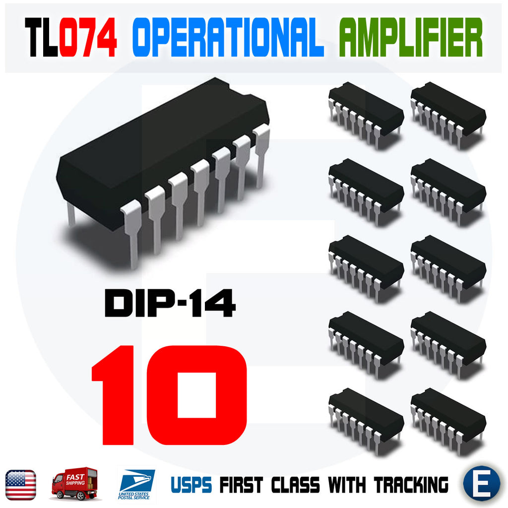 10pcs TL074CN TL074 Quad FET Low Noise OpAmp Operational Amplifier IC TI DIP-14