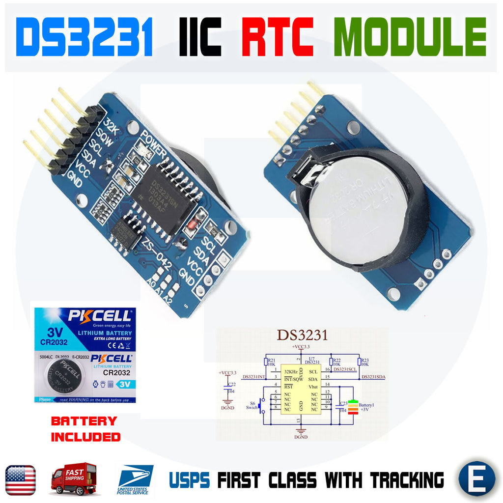 DS3231 IIC precision Real time clock RTC memory module with CR2032 bat ...