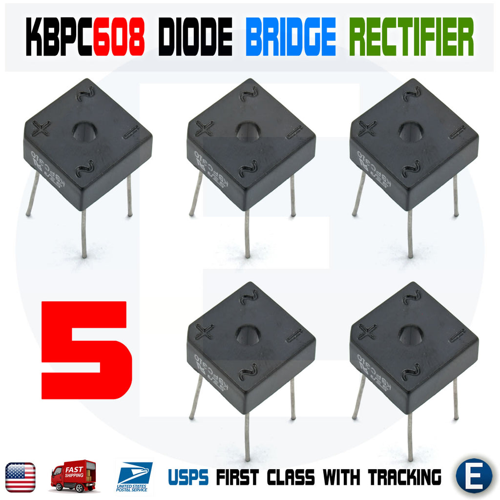 5pcs kbpc608 6A 800V AC Single Phase Square Diode Bridge Rectifier KBPC-608