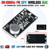 88-108MHz FM Transmitter Wireless Microphone Surveillance Spy Bug Board Module 2V-9V - eElectronicParts